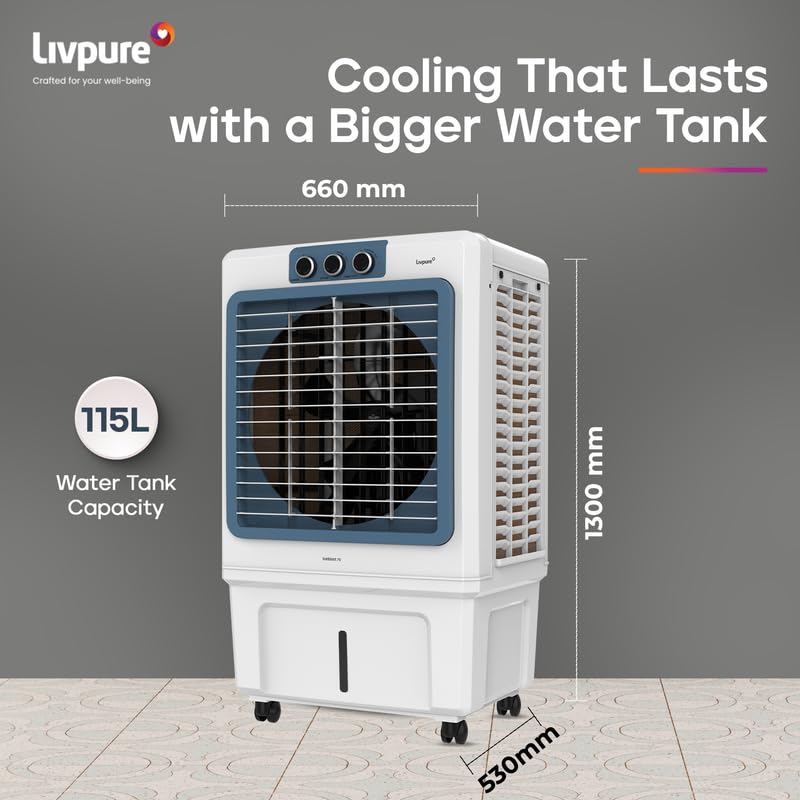 LIVPURE ICEBLAST-115L Desert Air Cooler  (WHITE & BLUE, )