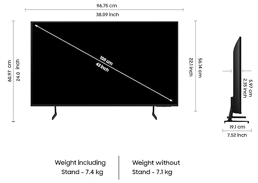 Samsung 108 cm (43 inches) 4K Ultra HD Smart LED TV UA43DU7660KLXL (Black)