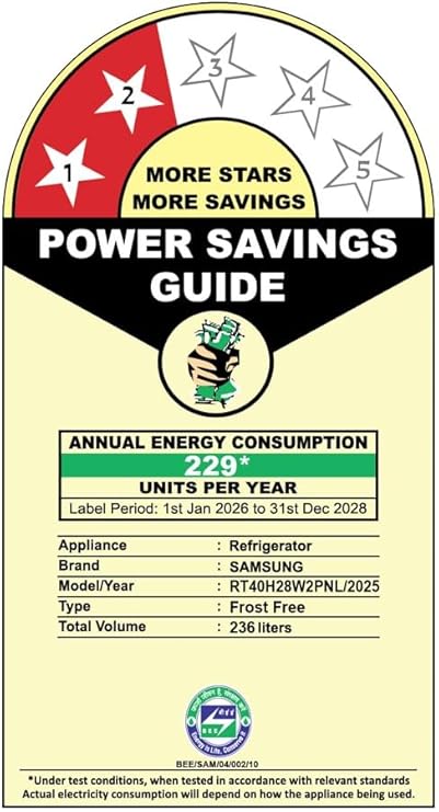 Samsung 236L 2-Star Frost Free Double Door Refrigerator with Digital Inverter (RT40H28W2PNL, Light Doi Metal Silver, 2026 Model)