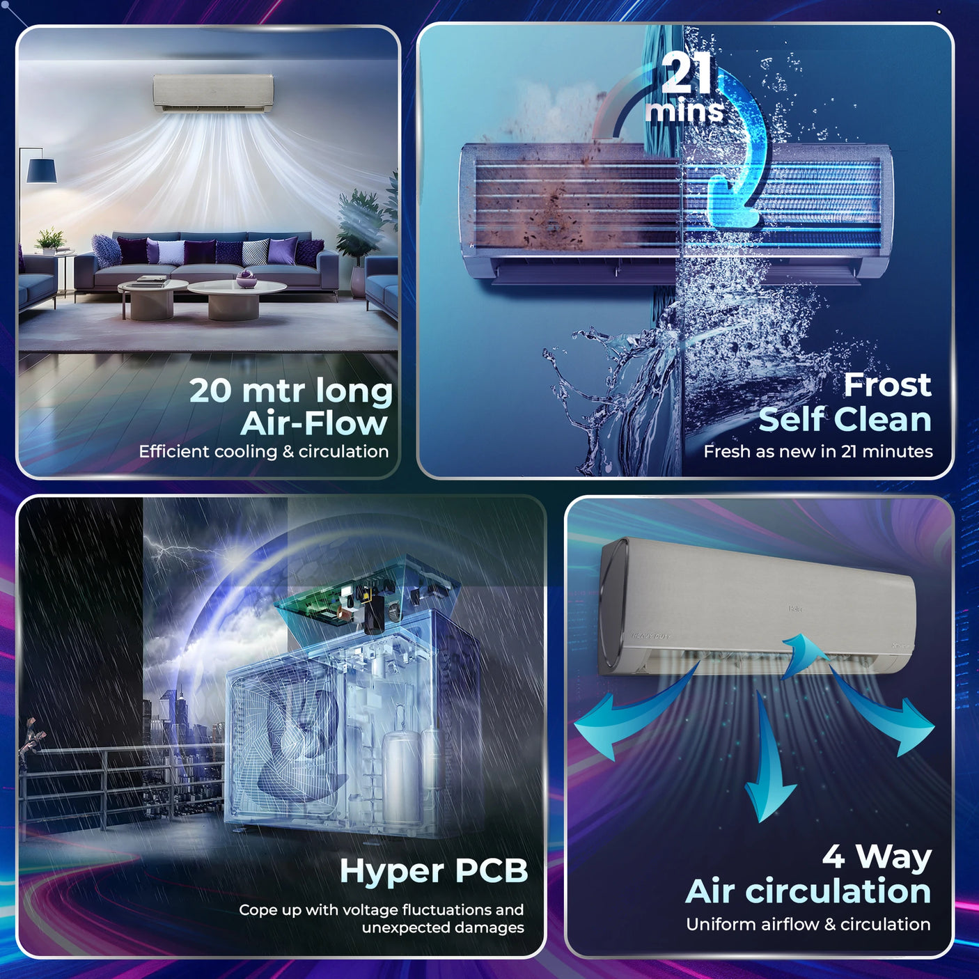 Haier 1.6 Ton 5 Star Inverter Split AC Gravity Series HSU19G-MZAIM5BN-INV | AI Climate Control | Smart AC | Morning Mist