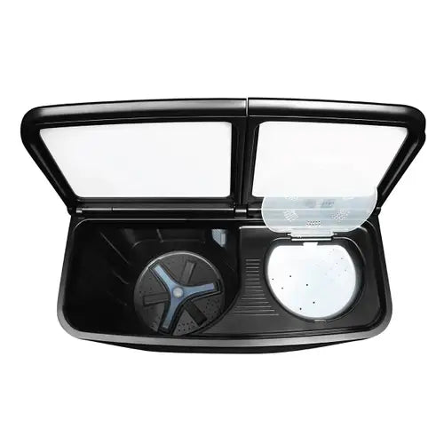 Haier 11 Kg 5-Star Semi Automatic Top Load Washing Machine | Anti-Bacterial Vortex Pulsator, Softfall Technology, Magic Filter (HTW110-178FLN, Black)