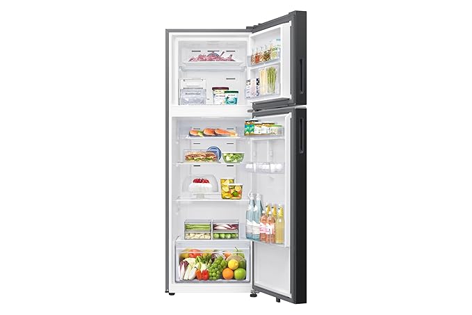 Samsung RT34HG5A42BXHL Double Door Refrigerator (330L, Digital Inverter Compressor, Frost Free, Convertible 5-in-1, Twin Cooling Plus, Wi-Fi Enabled Smart Features, Luxe Black Finish)