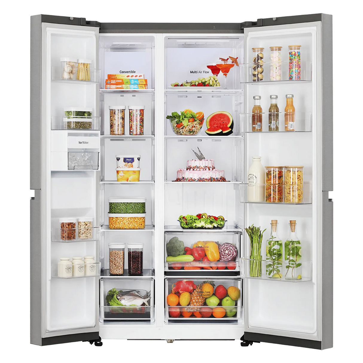 LG 650 Litres 3 Star Frost Free Side by Side Refrigerator with DoorCooling Plus Technology (GL- B257HPZ3, Shiny Steel)