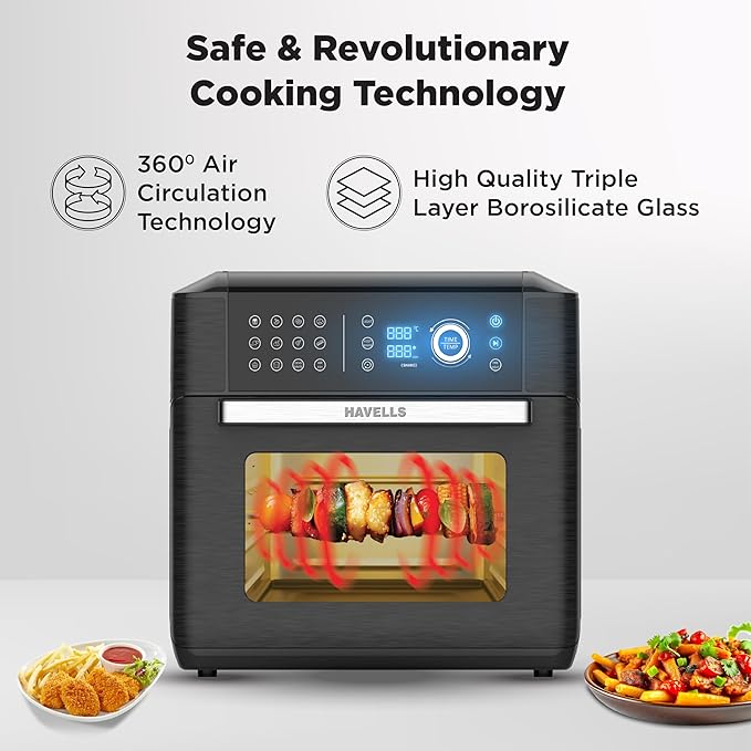 Havells Air-Oven Avanza 1700W | 15L Family Capacity | 14 Pre-Set Functions | Sensor Touch Control | Non-Stick Coating | Auto Shut-Off & Cool-Touch Handle