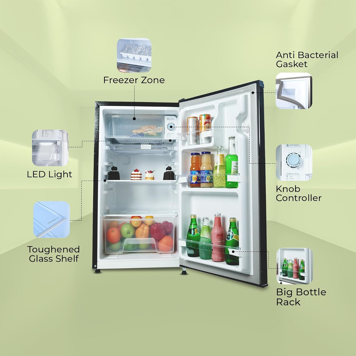 Haier HRD-1252KSA Single Door 100L Refrigerator with Lock & Key and Chiller Freezer Compartment