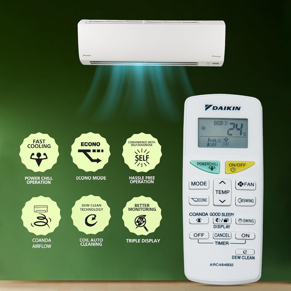 Daikin 1.5 Ton 3 Star Inverter Split AC | Copper Condenser | PM 2.5 & Apatite Filter | Model ATKL50UV16VAF | White