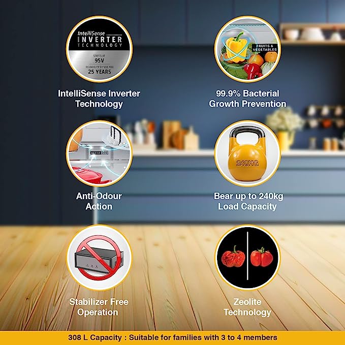 Whirlpool 308L 2-Star Inverter Double Door Fridge (IFPRO INV CNV 355 Omega Black(2s)-TL - 21814)