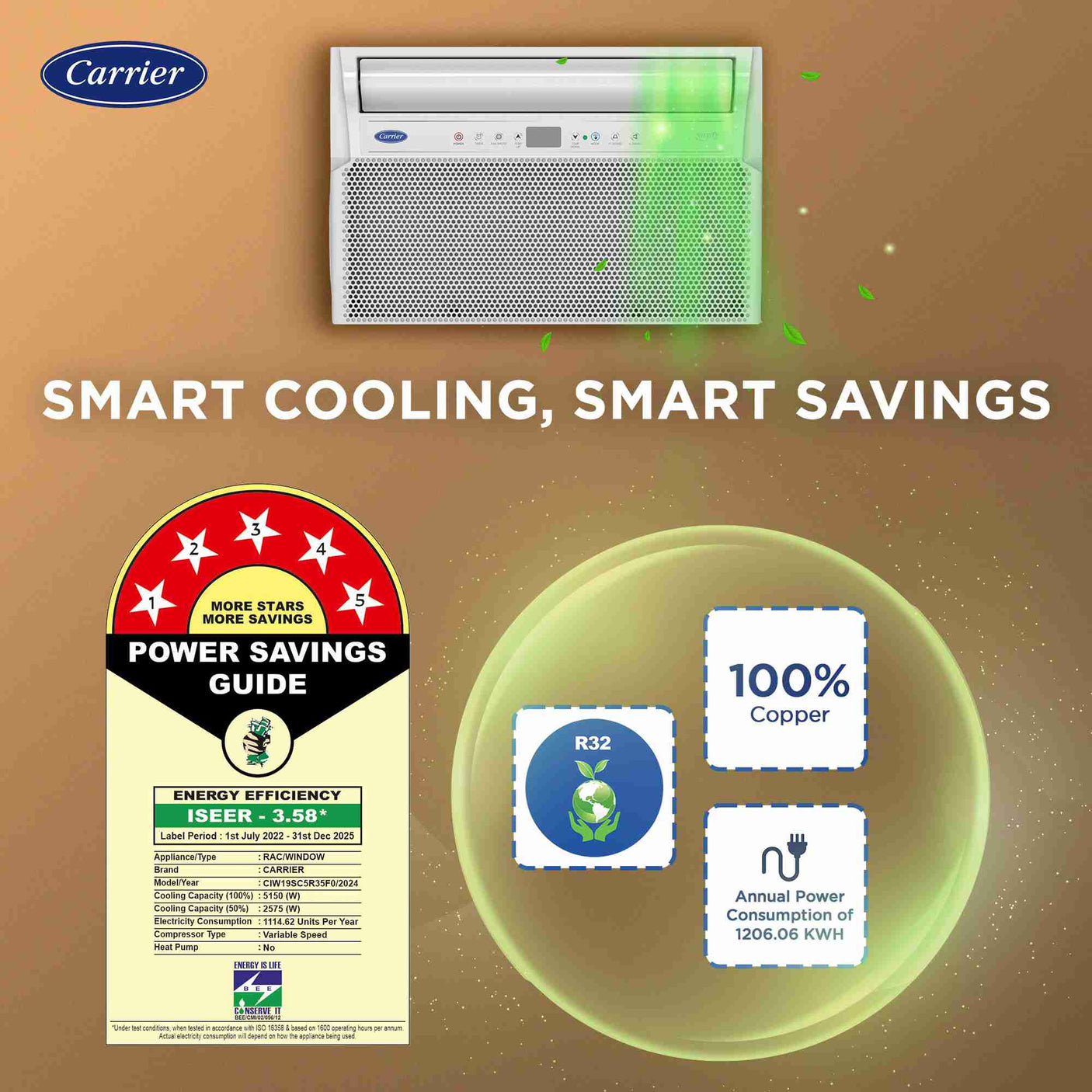 Carrier ESTRELLA PLATINUM-X FXi 19K 5 STAR Window Inverter AC
