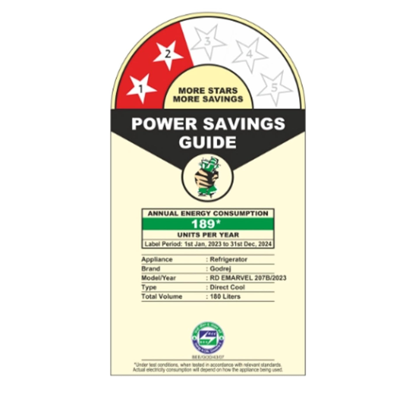 Godrej 180 L 2 Star Direct Cool With Upto 24 Days farm Freshness Single Door (RD EMARVEL 207B TDF FS ST, Fossil Steel)