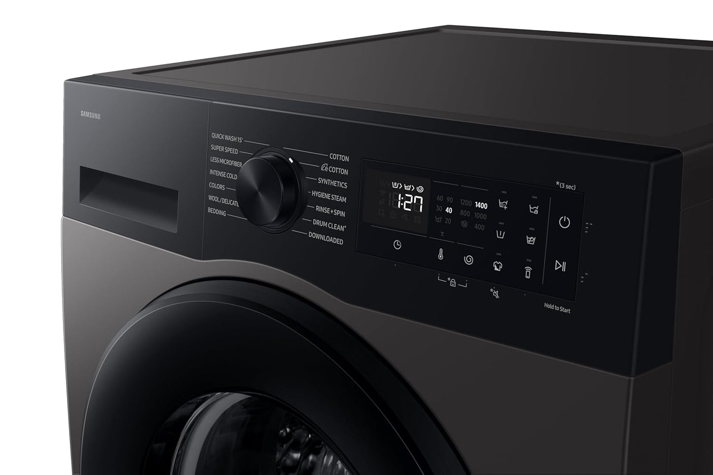 SAMSUNG 12 kg Fully Automatic Front Load Washing Machine with In-built Heater Black, Blue  (WW12DG5B24ASTL)
