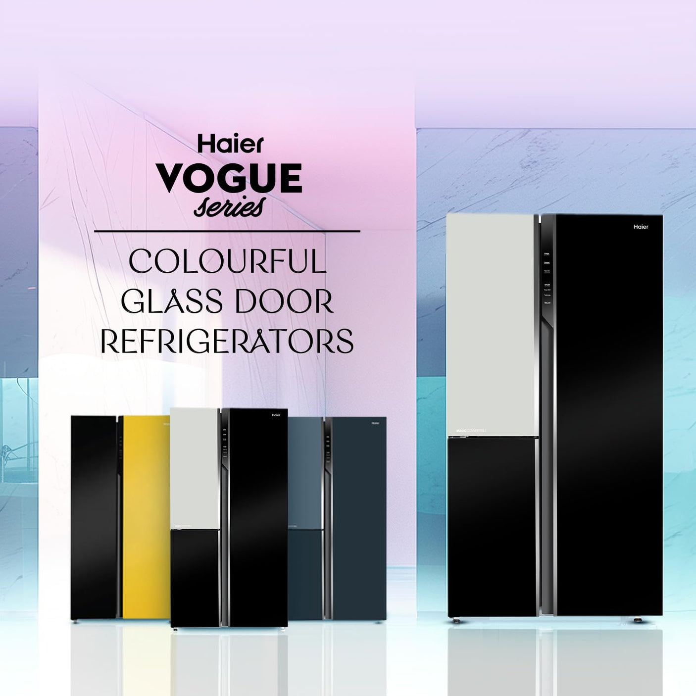 Haier 598L, 3-Star, Vogue 83% Convertible Fridge Space, Expert Inverter 3-Door Side by Side Refrigerator, (HRT-683KWG, Black White Glass)