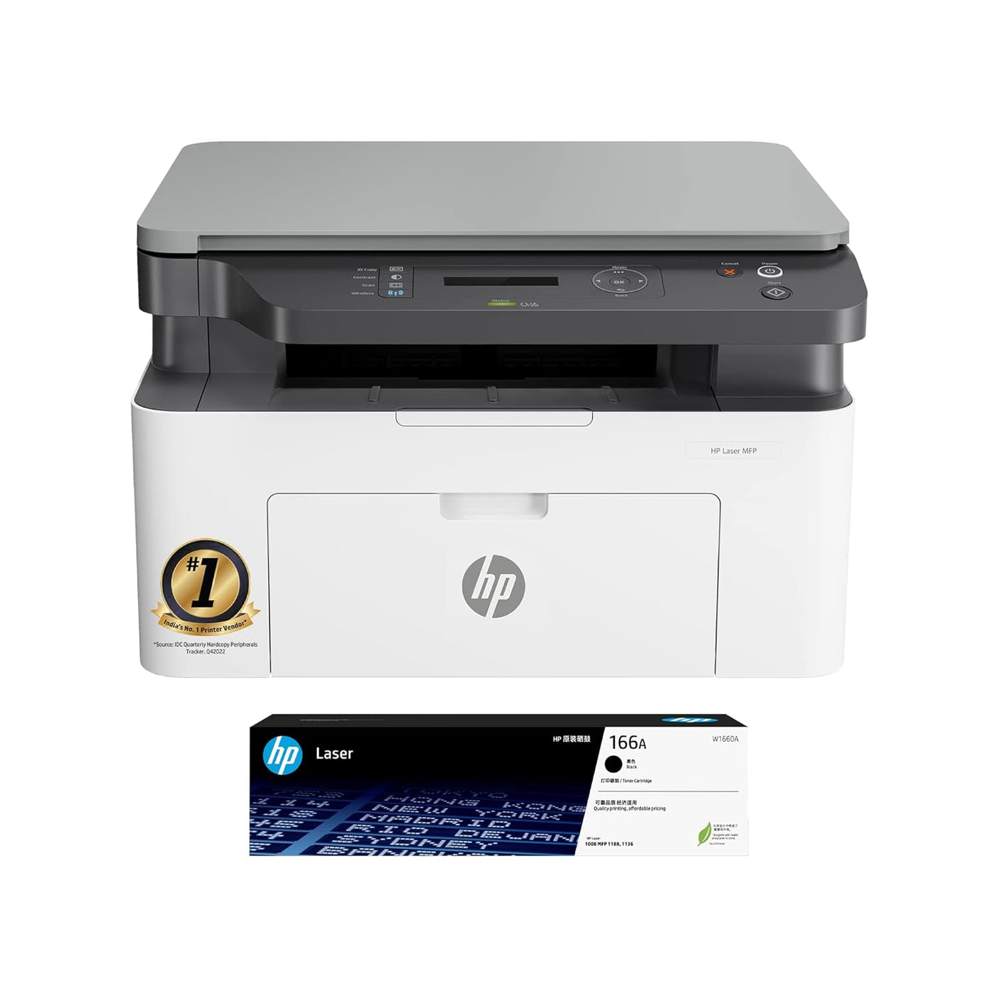 HP MFP 1188W Multi-function Monochrome Laser Printer (White, Toner Cartridge)