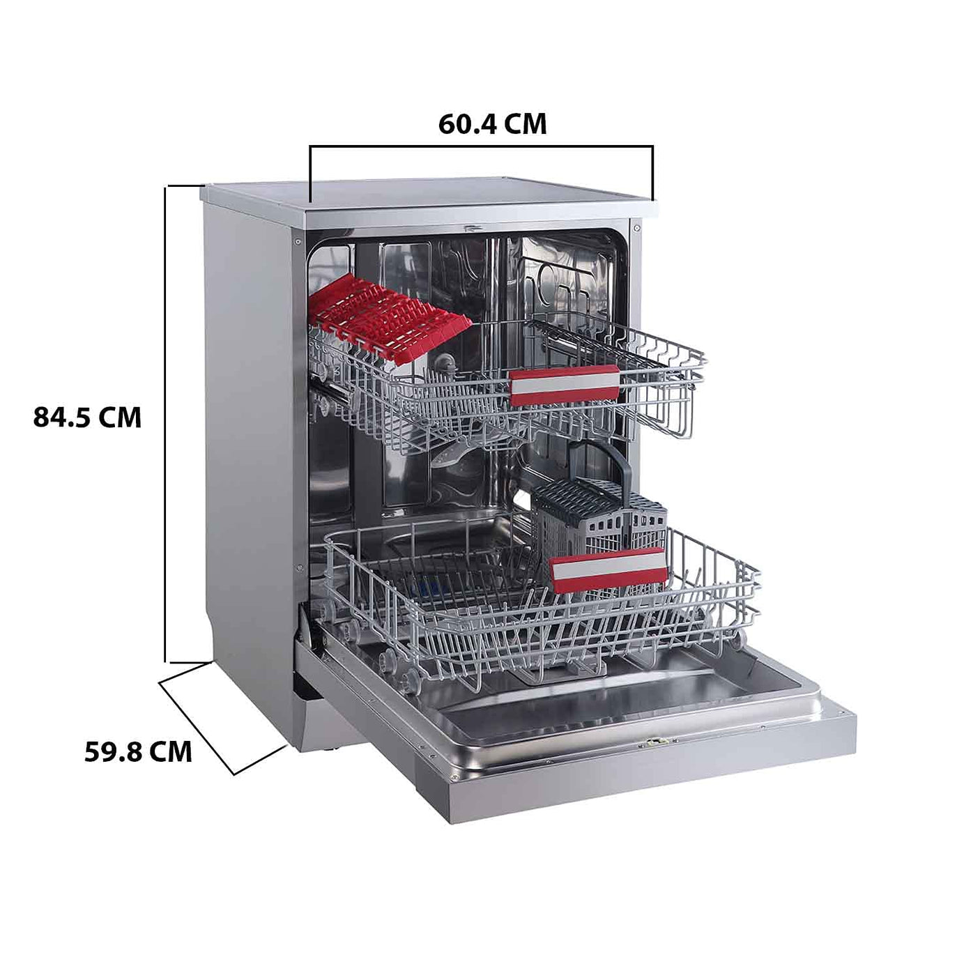 TOSHIBA 14 Place Settings Free Standing Dishwasher with Anti Bacterial Technology (Silver)