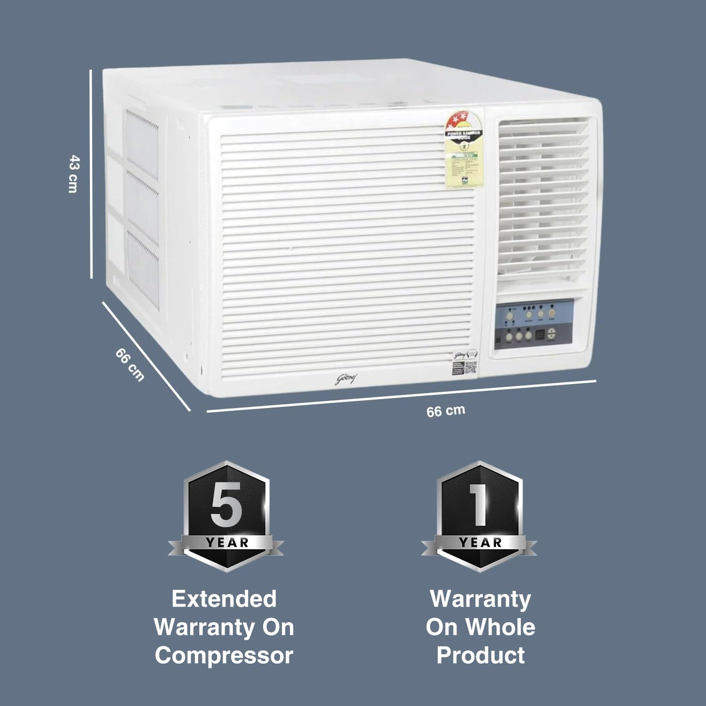 Godrej 1.5 Ton 3 Star, Turbo Mode Window AC (Copper, Anti-Dust Filter, Anti-Freeze Thermostat, AC 1.5T WFC 18UTC3-WWB Window, White)