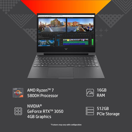 HP Victus AMD Ryzen 7 (15.6 inch, 16GB, 512GB, Windows 11 Home, MS Office 2021, NVIDIA GeForce RTX 3050, IPS Display ,15-FB0053AX