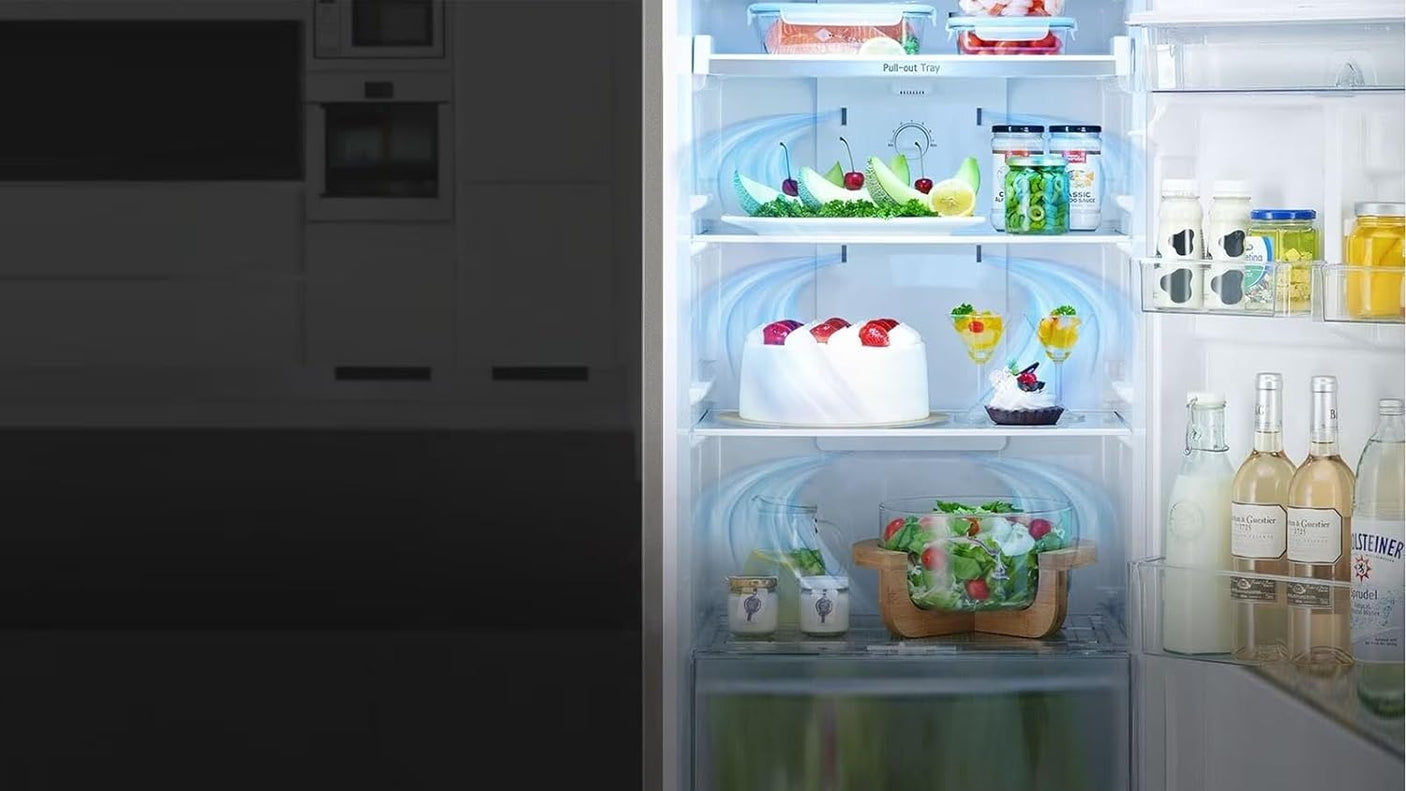 LG 530L, French Door with Smart Inverter Compressor, Side-By-Side Refrigerator, Smart Diagnosis™ with Shiny Steel Finish (GC-B22FTLVB)