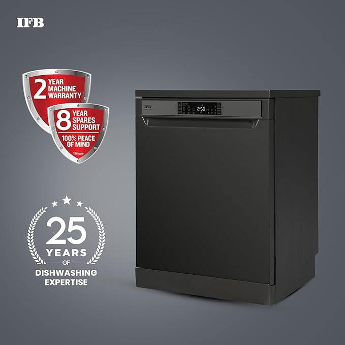 IFB 16 Place Settings Dishwasher with Ion Technology, Auto Programme, (Neptune VX16, 70 Degree Hot Water Wash, Hygienic Steam Drying, with Additional 3rd Rack, Inox Grey, 2024)