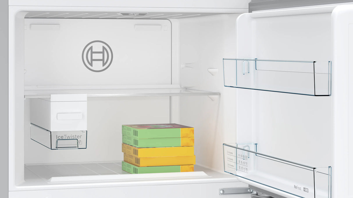Bosch Series 6 2-Door Free-Standing Fridge-Freezer with Freezer on Top, Brushed Steel, Anti-Fingerprint, Total No Frost (KDN76AID0I)