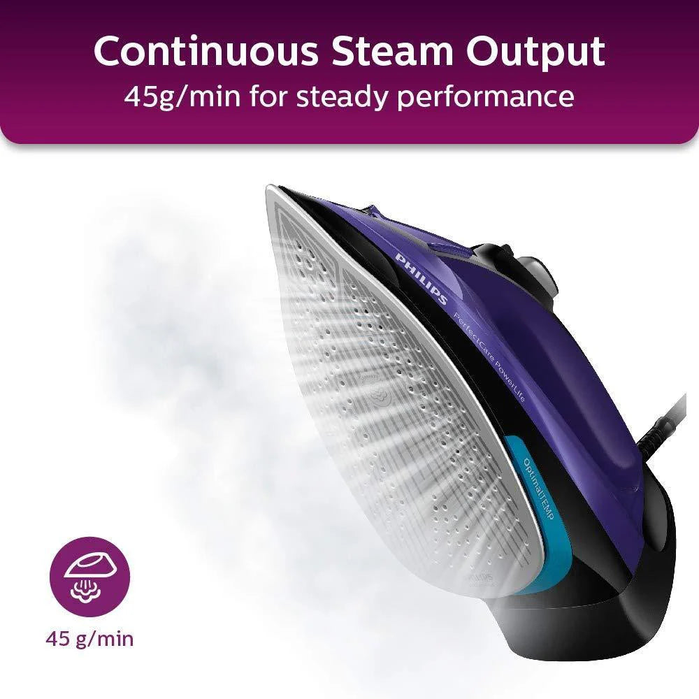 PHILIPS Plastic Perfect Care Power Life Steam Iron Gc3925/34,2400 Watts Up To 45 G/Min Steam Output,Optitemp Technology