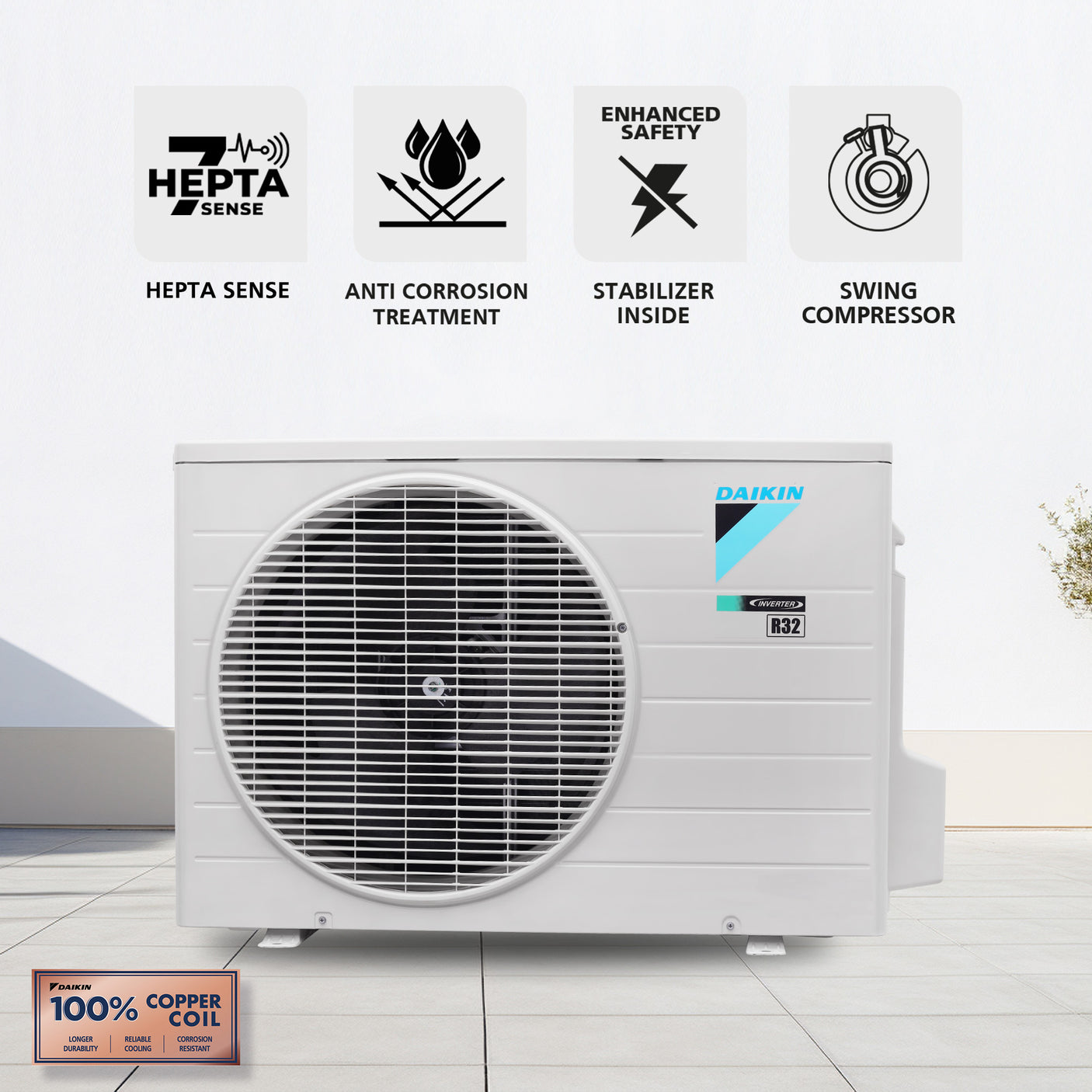 1.5 Ton 3 Star Inverter Split AC – Dew Clean, 3D Airflow, Triple Display | FTHT50XV16VAA