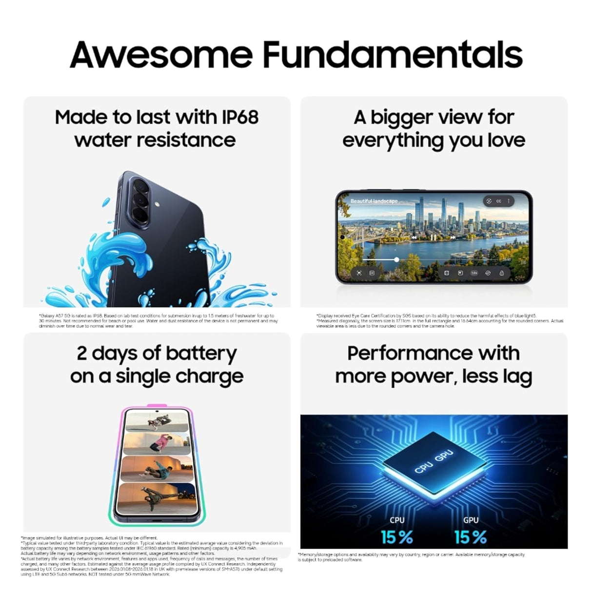 Samsung Galaxy A57 5G (Awesome Navy, 8GB RAM, 256GB Storage) – Agentic AI, Triple Camera, Nightography, IP68, 2-Day Battery Life