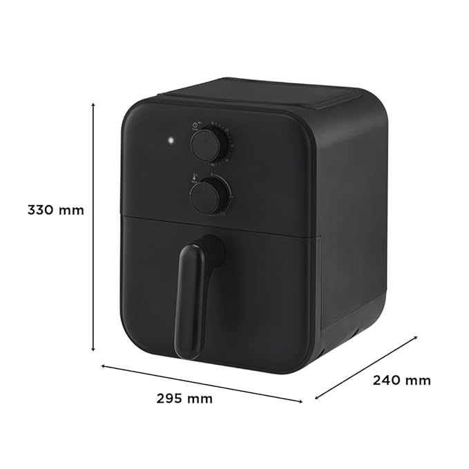 Midea 4.2L Air Fryer | 1600W Power Auto Cut-Off | 90% Less Oil| Crisp Frying, Grill, Roast, Steam & Bake | Teflon non Stick Coating & Crisper plate| With temp & timer knob