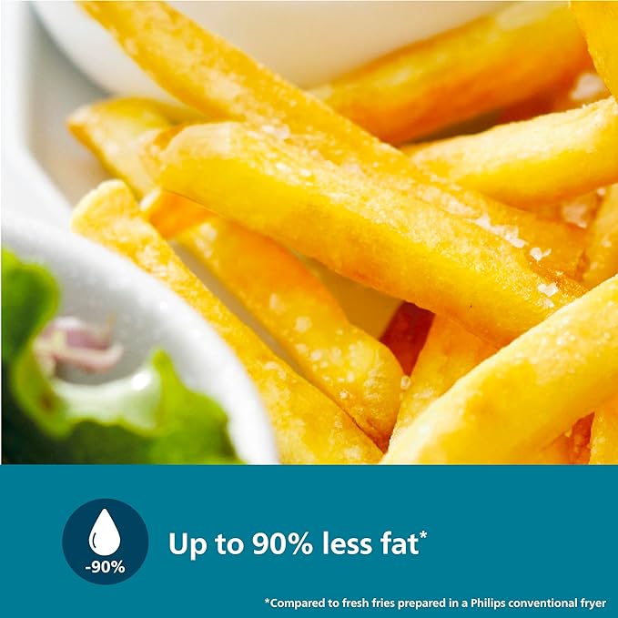 PHILIPS Air Fryer NA130/00, Uses 90% Less Fat, 1700W, Up to 6.2 Litres with Rapid Air Technology (Black), Extra Large