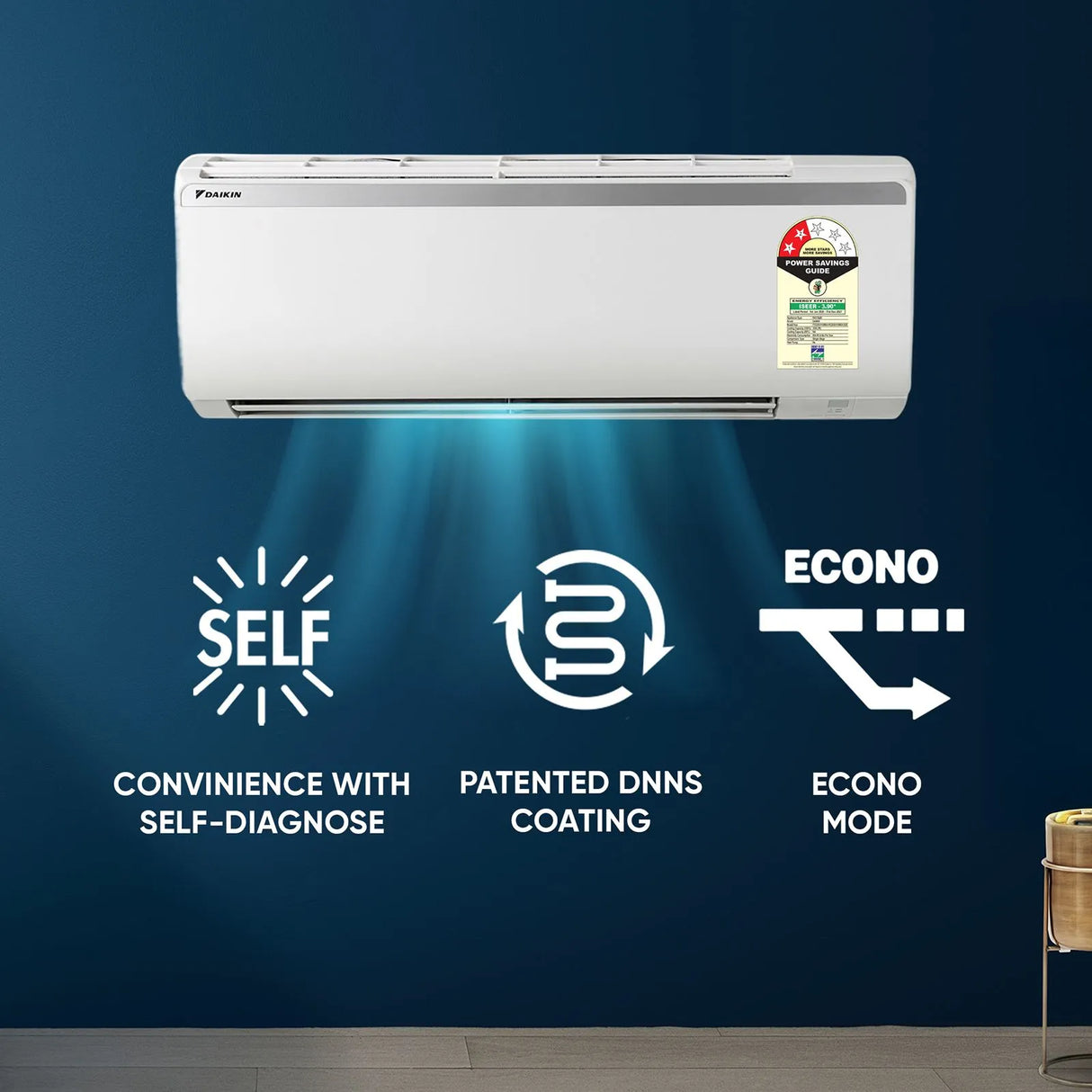 Daikin 1 Ton 2 Star Inverter Split AC (FTQ35XV16WBA) – Copper Condenser, PM 2.5 Filter, Stabilizer-Free Operation