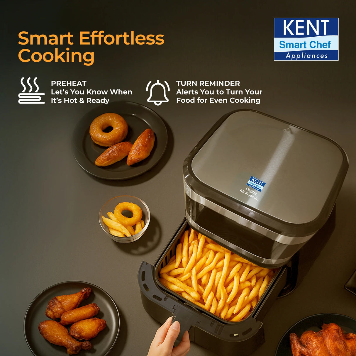 KENT 8 L Digital Air Fryer – Oil-Free Frying with Smart Temperature Control