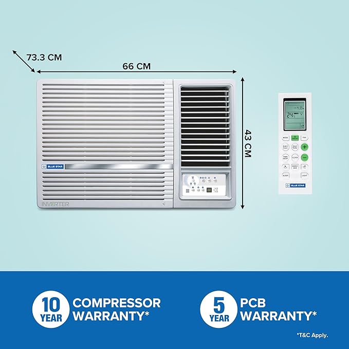 Blue Star 1.5 Ton 5 Star Inverter Window AC | Copper Coil | Multi Sensors | Blue Fins Protection | WIA518LXU