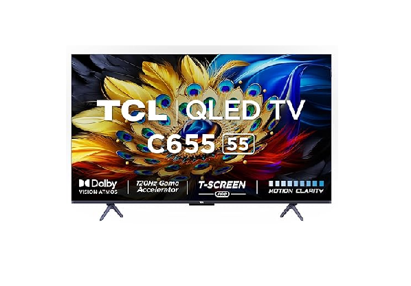 TCL 139 cm (55 inches) 4K Ultra HD Smart QLED Google TV 55C655 (Black)