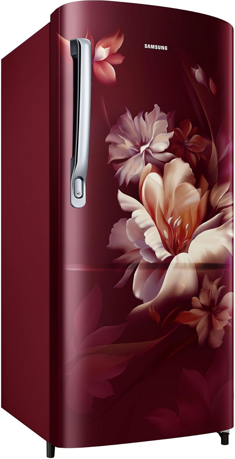 Samsung 183 L, 5 Star, Digital Inverter, Direct-Cool Single Door Refrigerator (RR20D2725RZ/NL, Midnight Blossom Red)