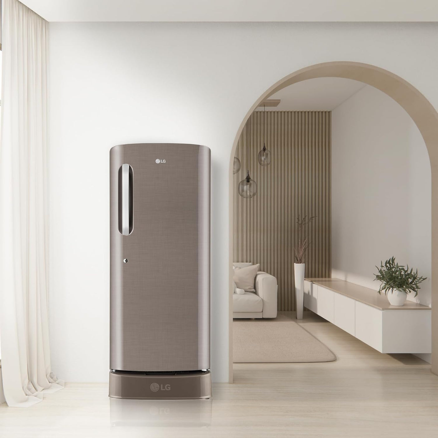 LG 224 L, 3 Star, Direct Cool Single Door Refrigerator (GL-D241AFSD, Fawn Steel, Base stand with drawer & Fast Ice Making)
