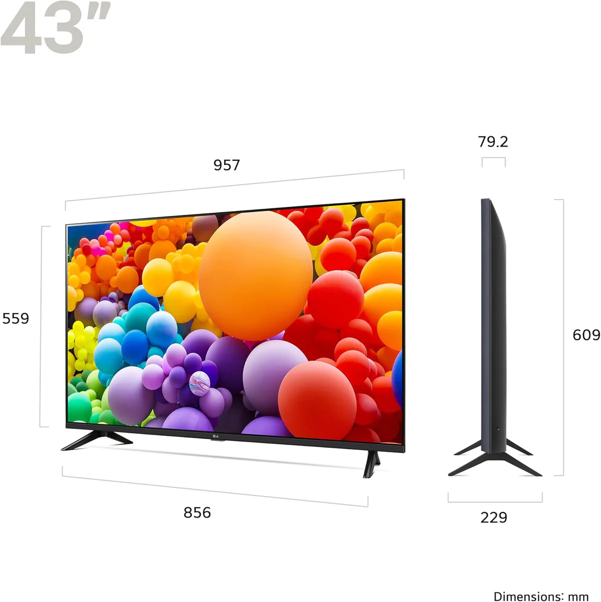 LG 43UT73006LA 43-Inch 4K UHD Smart TV, (α5 AI Processor Gen7, Freeview Play and Amazon Alexa, 60Hz), Ashed Blue