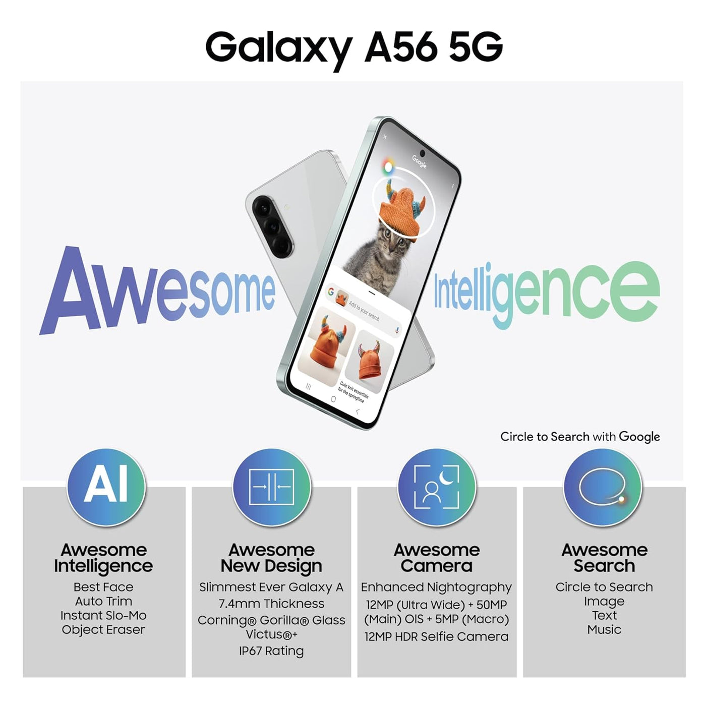 Samsung Galaxy A56 5G (8GB RAM, 256GB Storage) Awesome Graphite