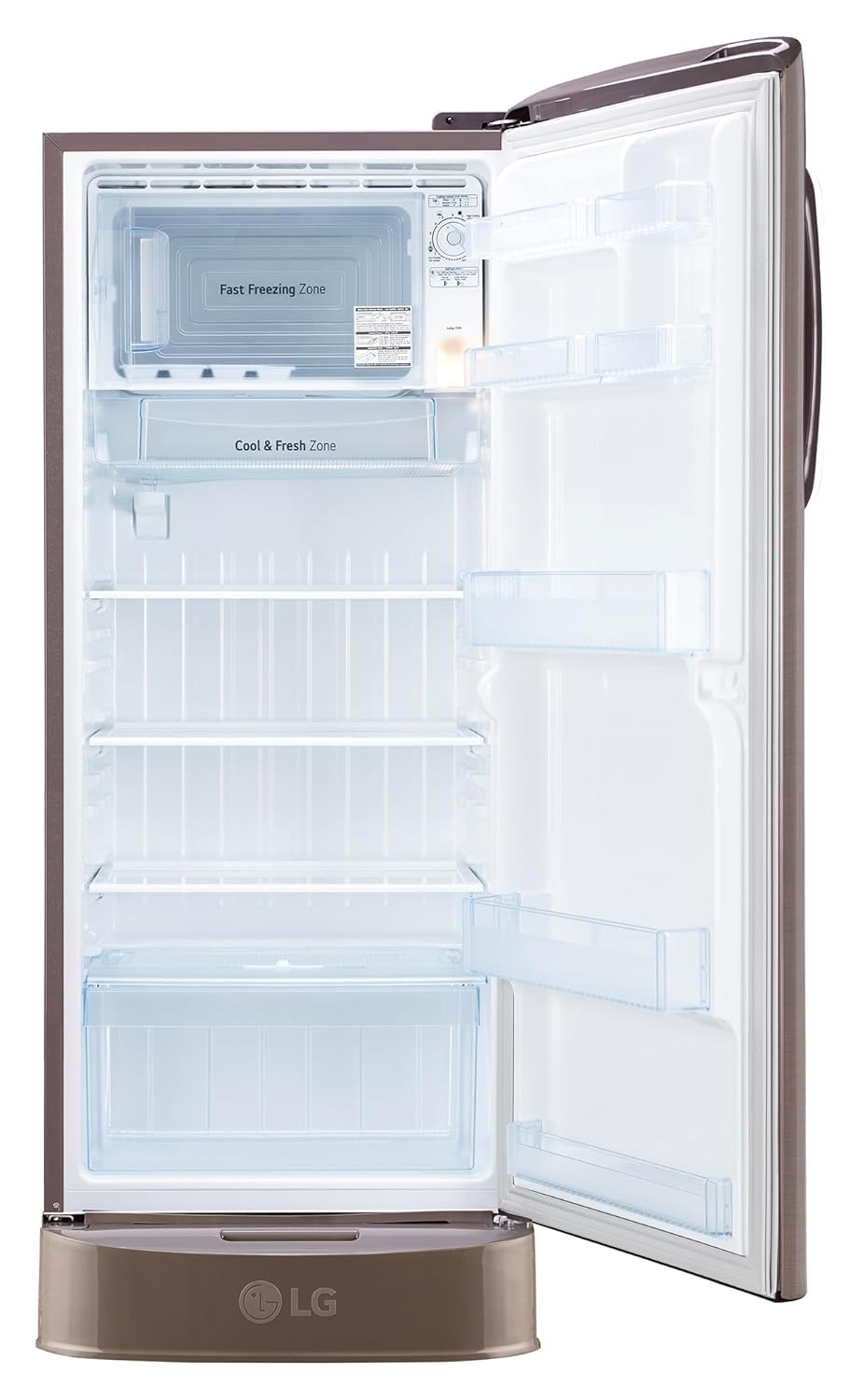 LG 224 L, 3 Star, Direct Cool Single Door Refrigerator (GL-D241AFSD, Fawn Steel, Base stand with drawer & Fast Ice Making)