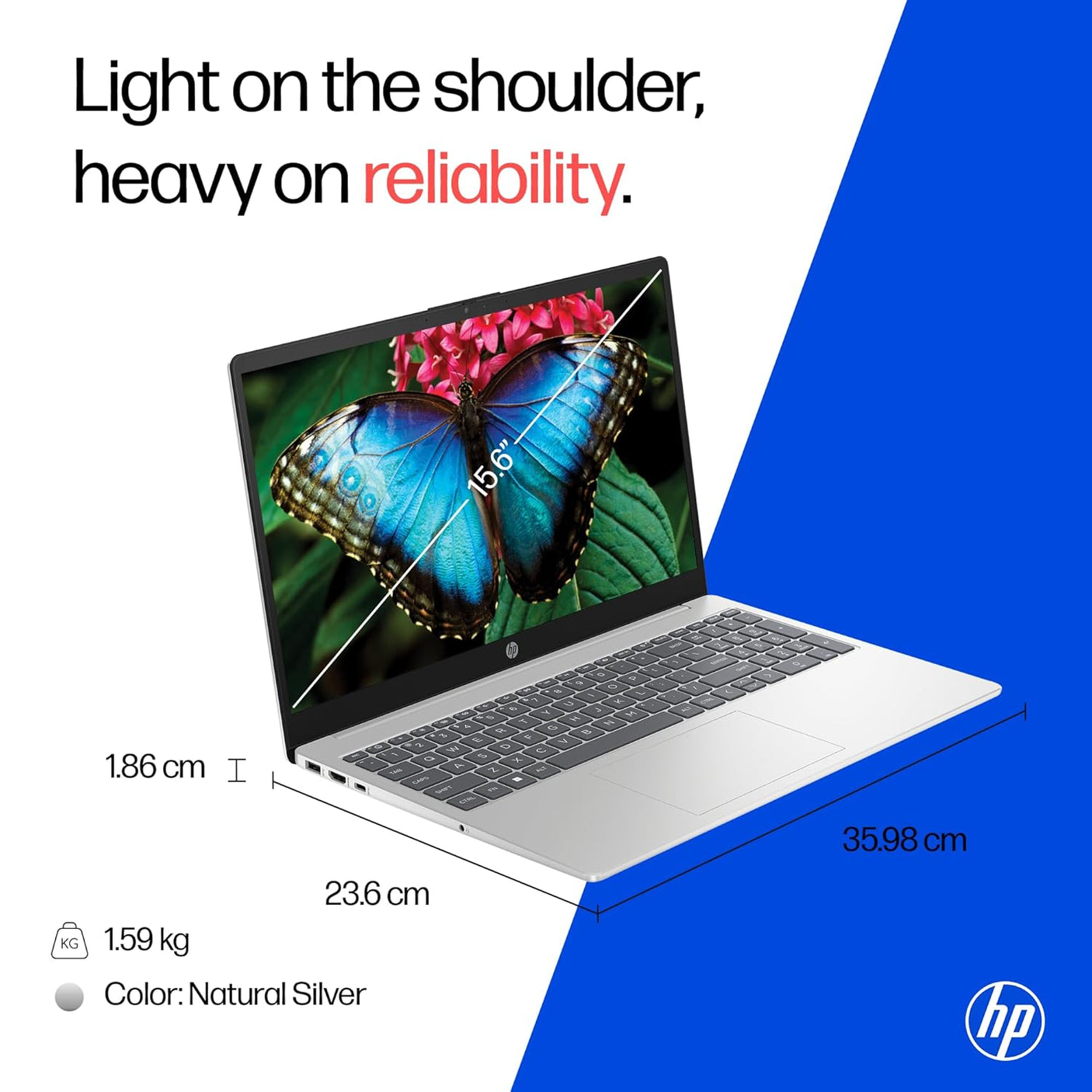 HP 15, 13th Gen Intel Core i5-1334U (16GB DDR4, 512GB SSD) Anti-Glare, Micro-Edge, 15.6''/39.6cm, FHD, Win 11, Office 24, Silver, 1.59kg, fd0467tu, Iris Xe Graphics, FHD Camera, Backlit KB Laptop