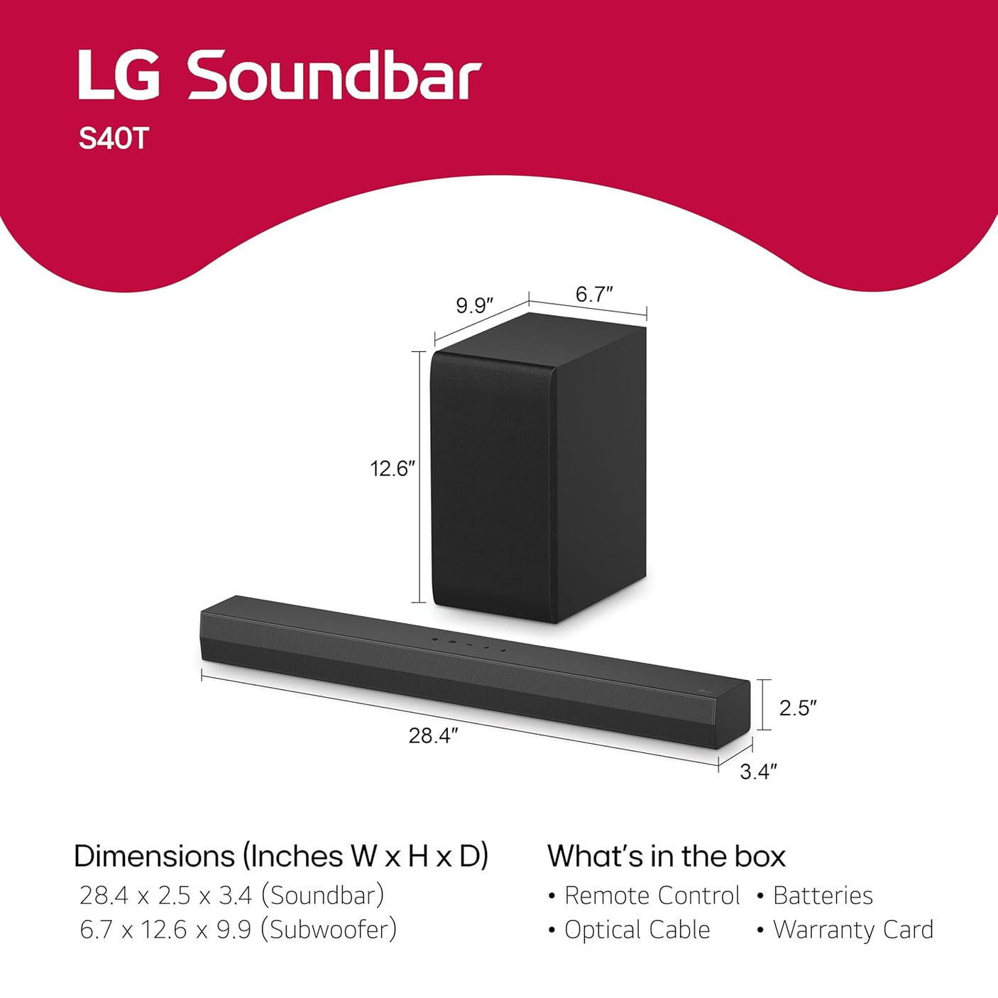 LG S40T 300W 2.1 Channel Dolby Digital, DTS Digital Surround, AI Sound Pro, Wow Interface Soundbar with HDMI, USB & Bluetooth Connectivity (Black)