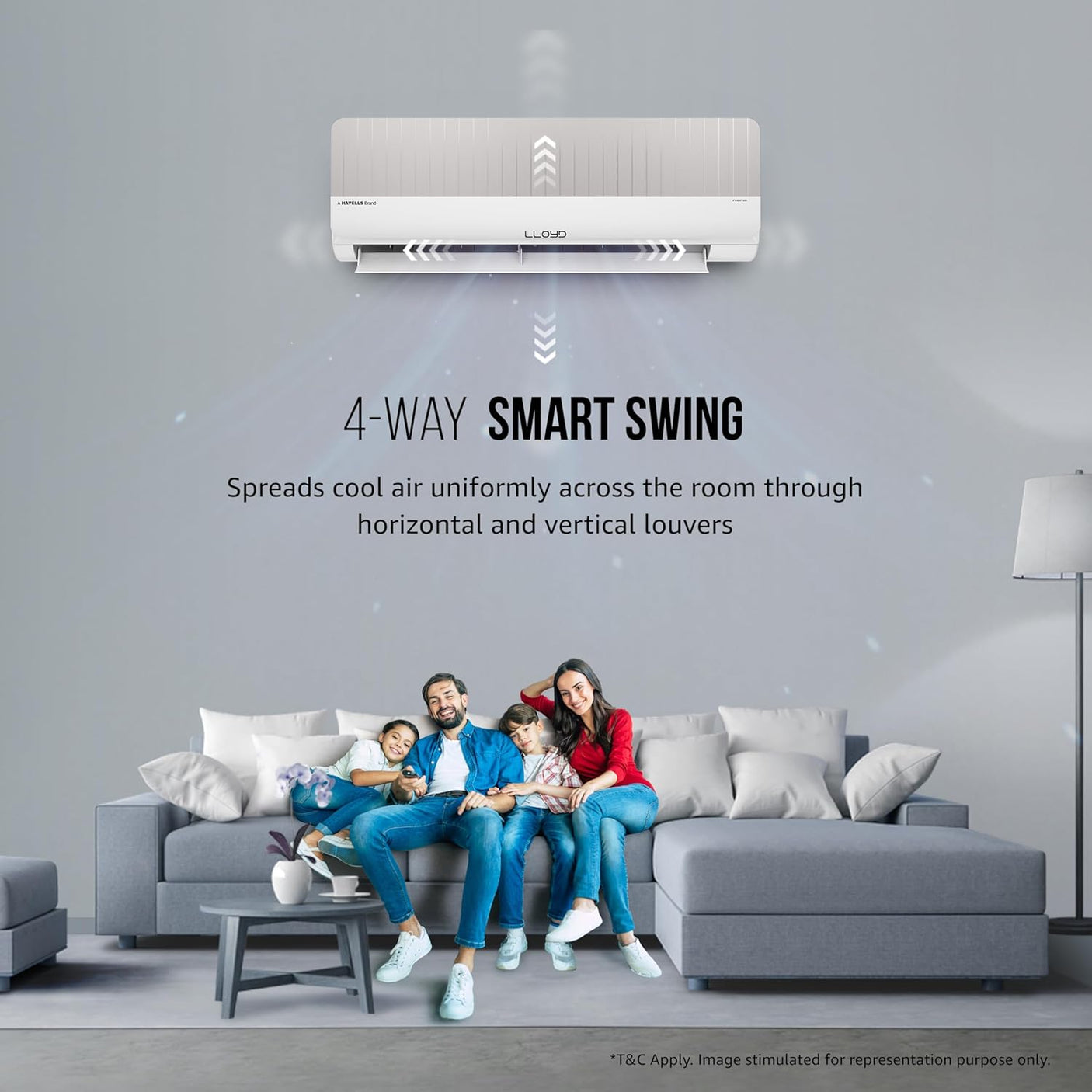 Lloyd Stylus 1.5 Ton 5 Star Wi-Fi Inverter Split AC (6 in 1 Convertible, Changeable AC Panel, 100% Copper, 2024 Model, GLS18V5FOGVV