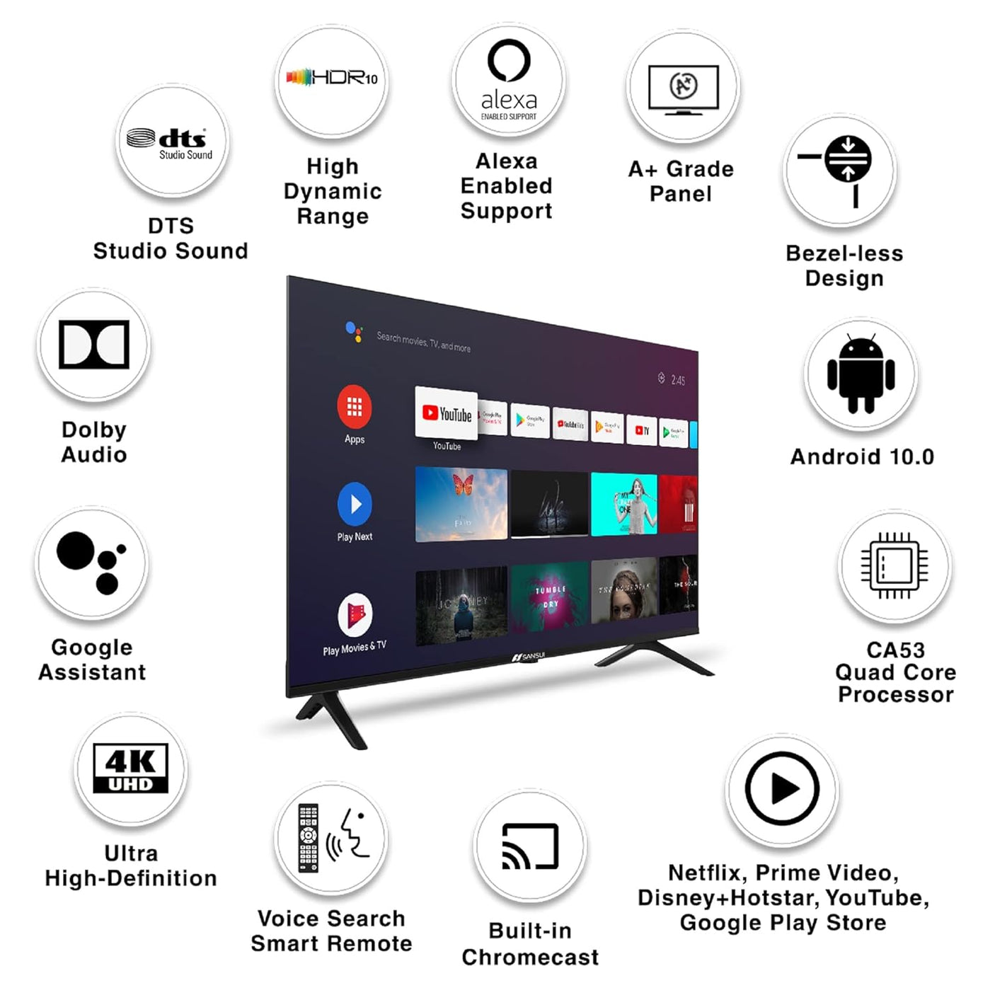 Sansui 127cm (50 inch) 4K Ultra HD LED Google TV with Quad Core Processor (JSW50GSUHD)
