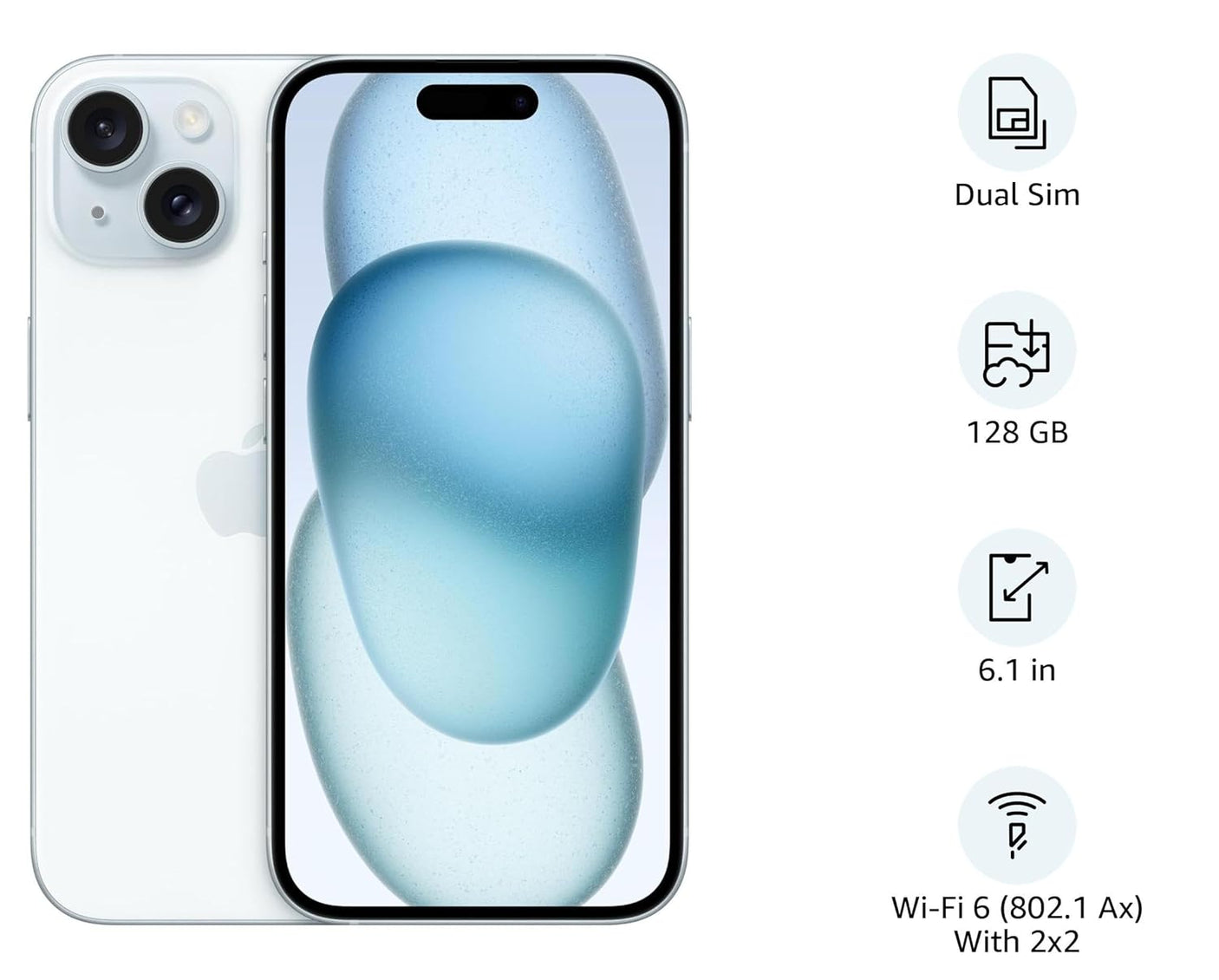 Apple iPhone 15 (128GB, Blue)