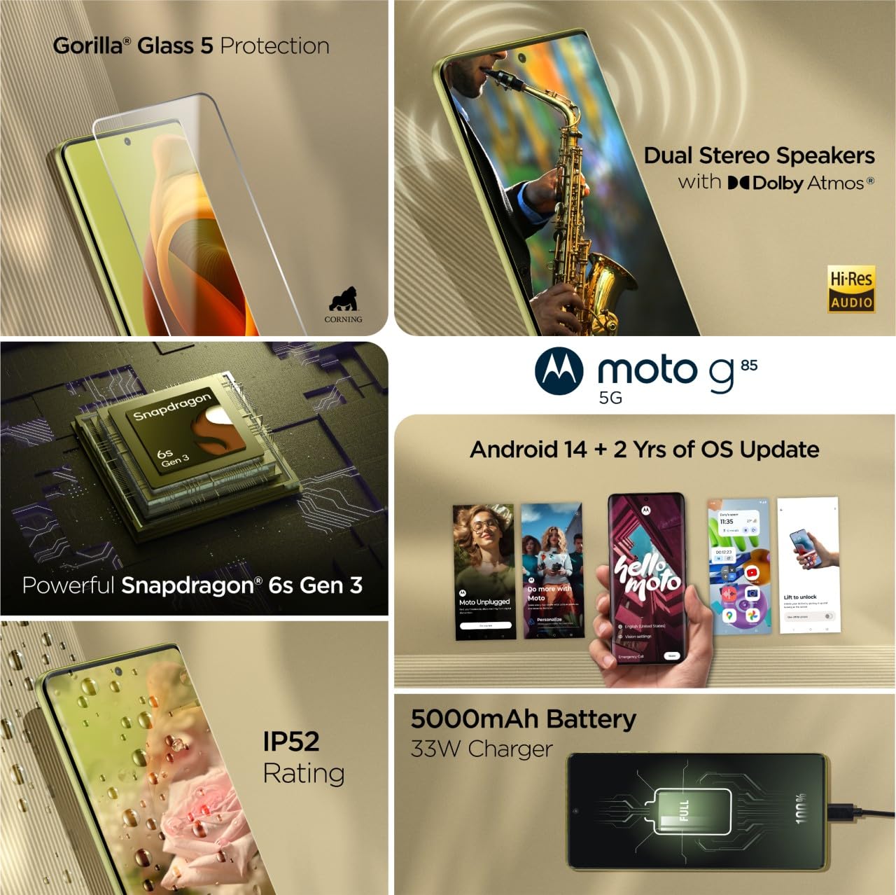 Motorola G85 5G (Olive Green, 128 GB) (8 GB RAM)
