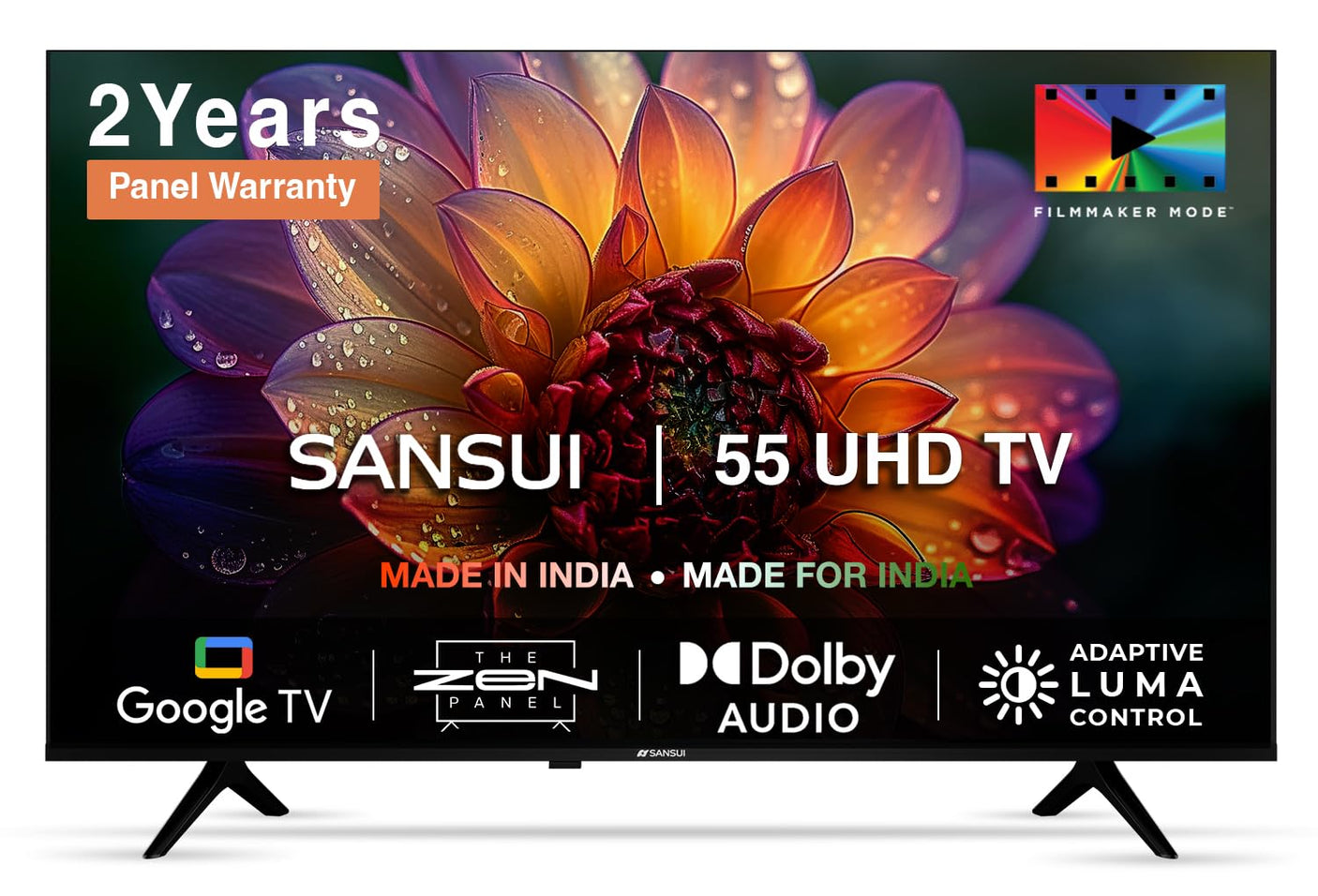 Sansui 55 inch (139 cm) 4K Ultra HD Smart LED TV with Dolby and DTS Audio, Google TV, Google Assistant | JSW55GSUHD (2024 Model Edition)