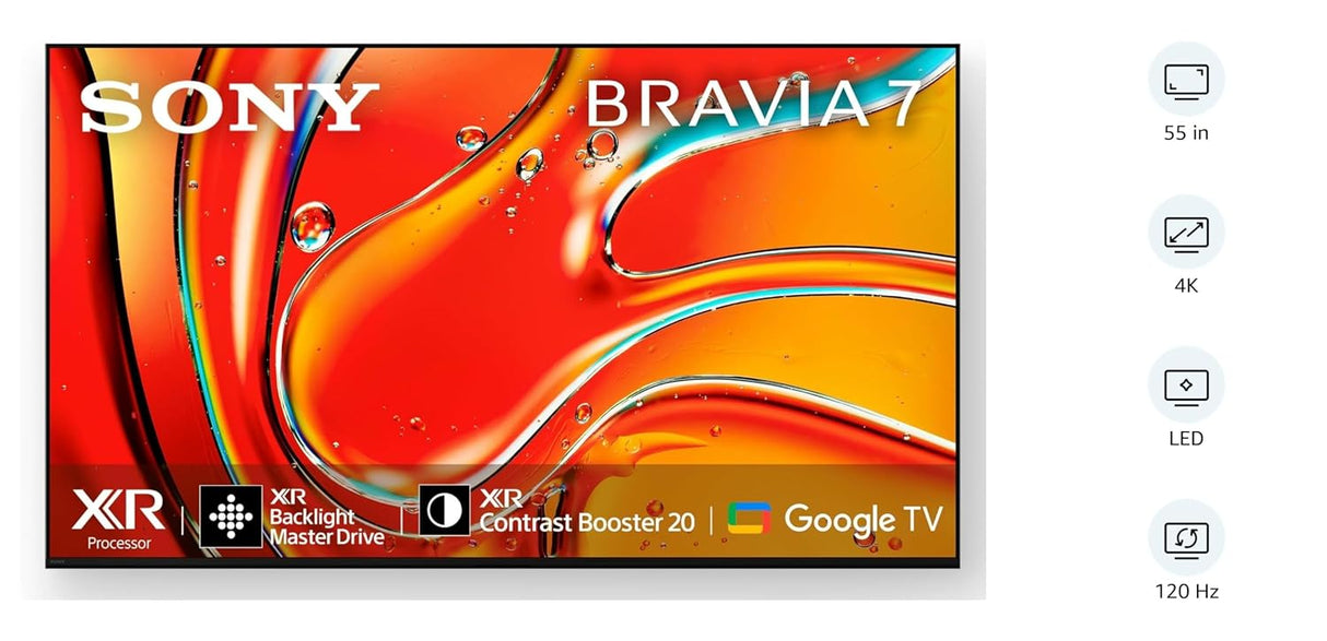 Sony 139 cm (55 inches) Bravia 7 4K Ultra HD AI Smart Mini LED Google TV K-55XR70 (Black)