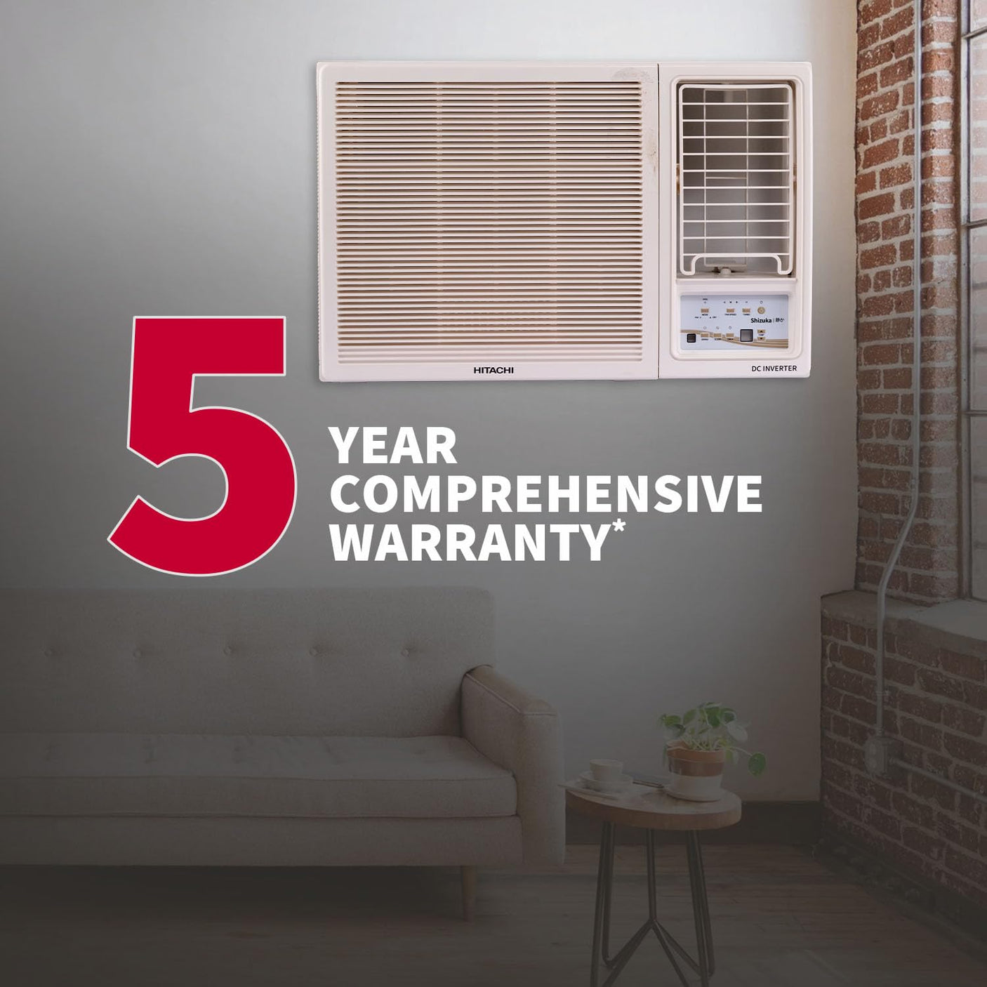 Hitachi 1.5 Ton Class 5 Star, Window Inverter AC (100% Copper, 100% cooling at 43 degree Celsius, 2025 Model - RAW518HHEO, White)