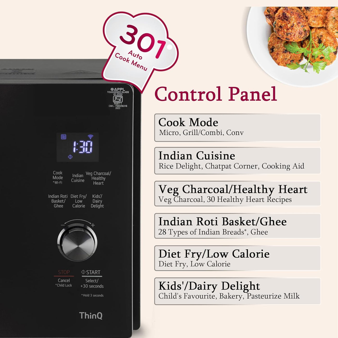 LG 28 L Scan to Cook Wi-Fi Enabled Charcoal Convection Microwave Oven (MJEN286VIW, Black, Stainless steel cavity, Heart Friendly Recipes, Ghee, Diet Fry & 360° Motorised Rotisserie for Bar-be-queing)