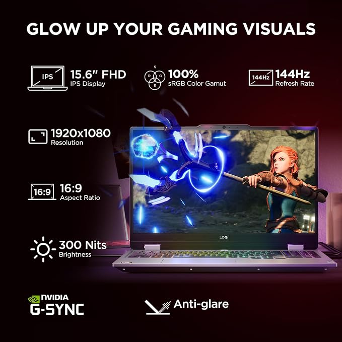 Lenovo LOQ 15IRX10 83JE019XIN Gaming Laptop | Intel Core i7-13650HX, RTX 5050 8GB, 16GB RAM, 1TB SSD, 144Hz