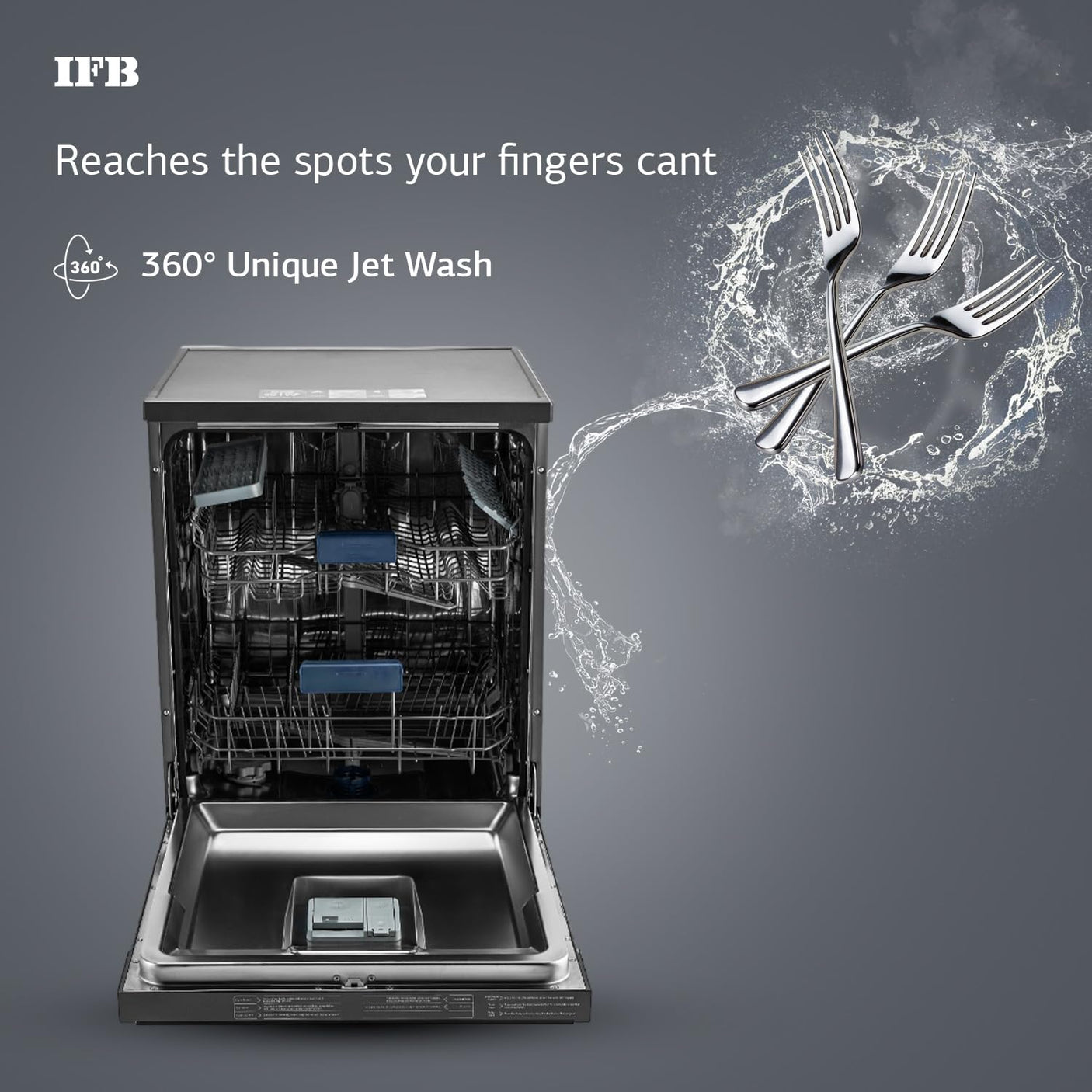 IFB 14 Place Setting 70 Degree Hot Wash Dishwasher (Neptune VX14, Grey)
