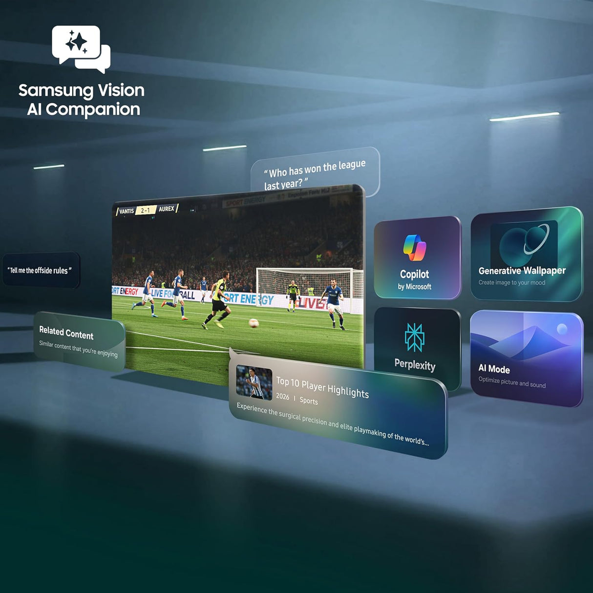 Samsung 139 cm (55 Inch) Mini LED 4K Vision AI Smart TV UA55M80HAULXL | Quantum HDR | AI Processor | Smart Hub | Dolby Audio | Motion Xcelerator | Voice Assist | Wi-Fi | Gaming Ready