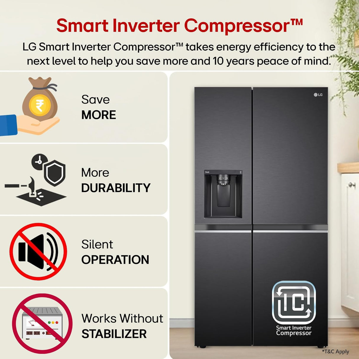 LG 630 L 3 Star Frost Free Side-by-Side Refrigerator with Door Cooling+, Hygiene Fresh+, Smart Inverter & Wi-Fi (GL-L257CMC3, Matt Black, Ice & Water Dispenser)